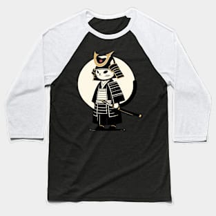 Kawaii Cat Anime Japanese Retro Samurai Novelty Funny Cat Baseball T-Shirt